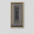 Modern light luxury abstract canvas wall art in black aluminium frame, 60x120cm size, hanging in a living room