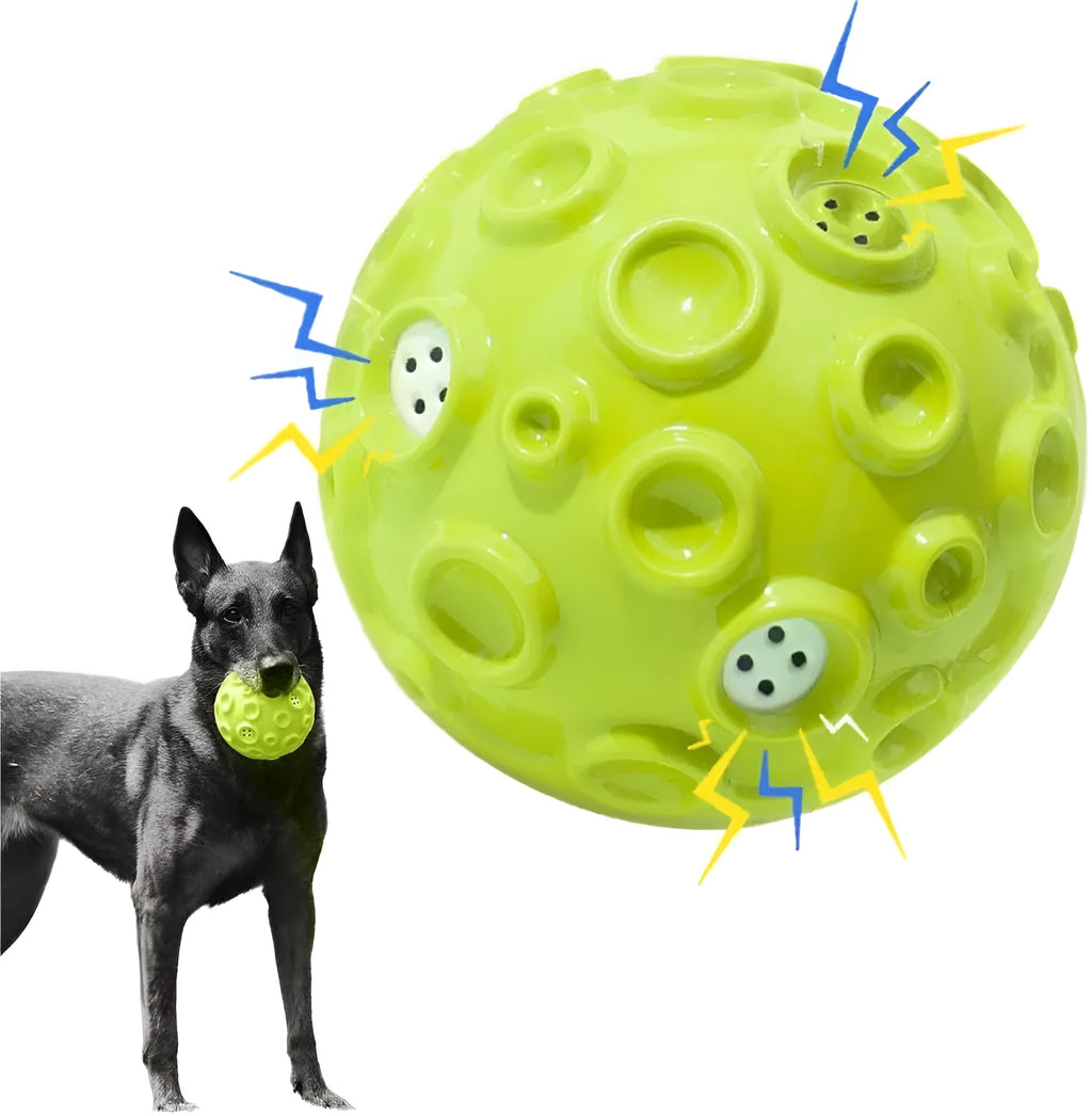 Coloured rubber dog toy ball with a bumpy surface for aggressive chewers and teeth cleaning.