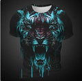 Men's short sleeve T-shirt with a detailed 3D tiger pattern print on light fabric.