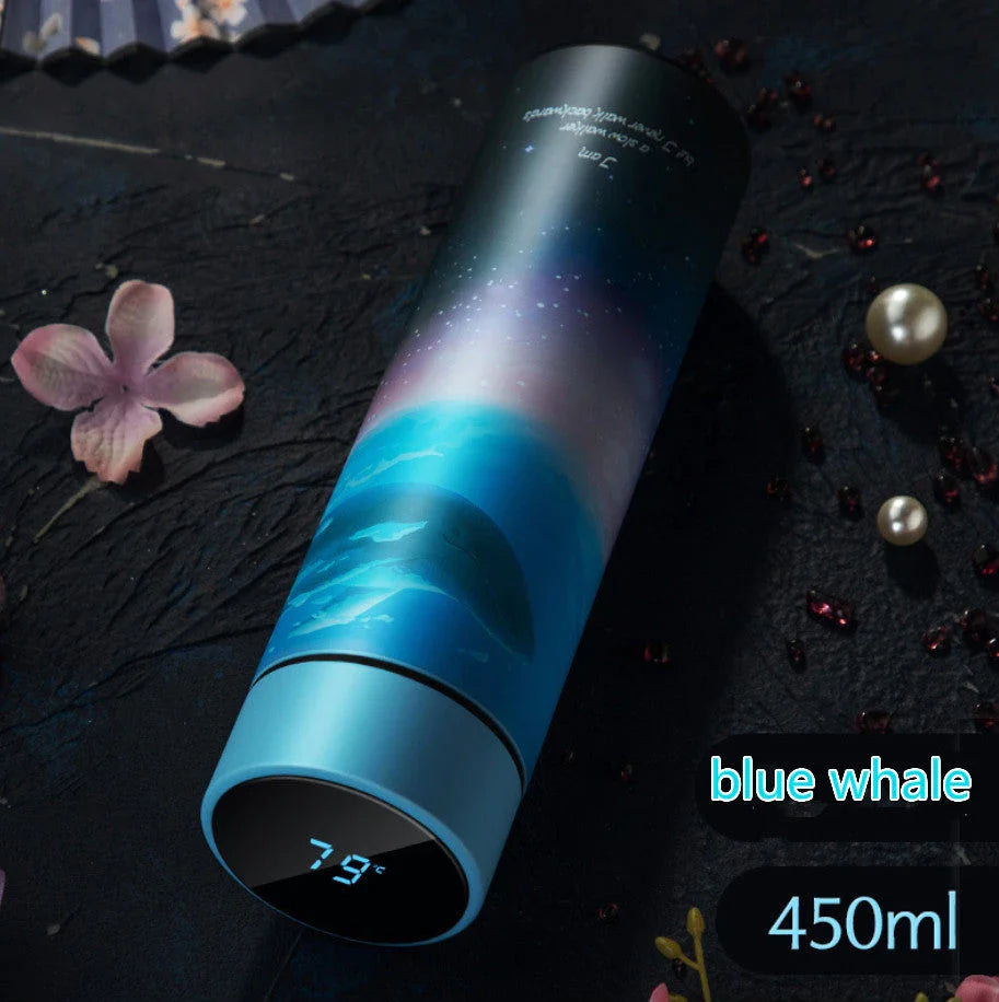 Stainless steel vacuum flask with LED touch display temperature control, available in a variety of colors and sizes