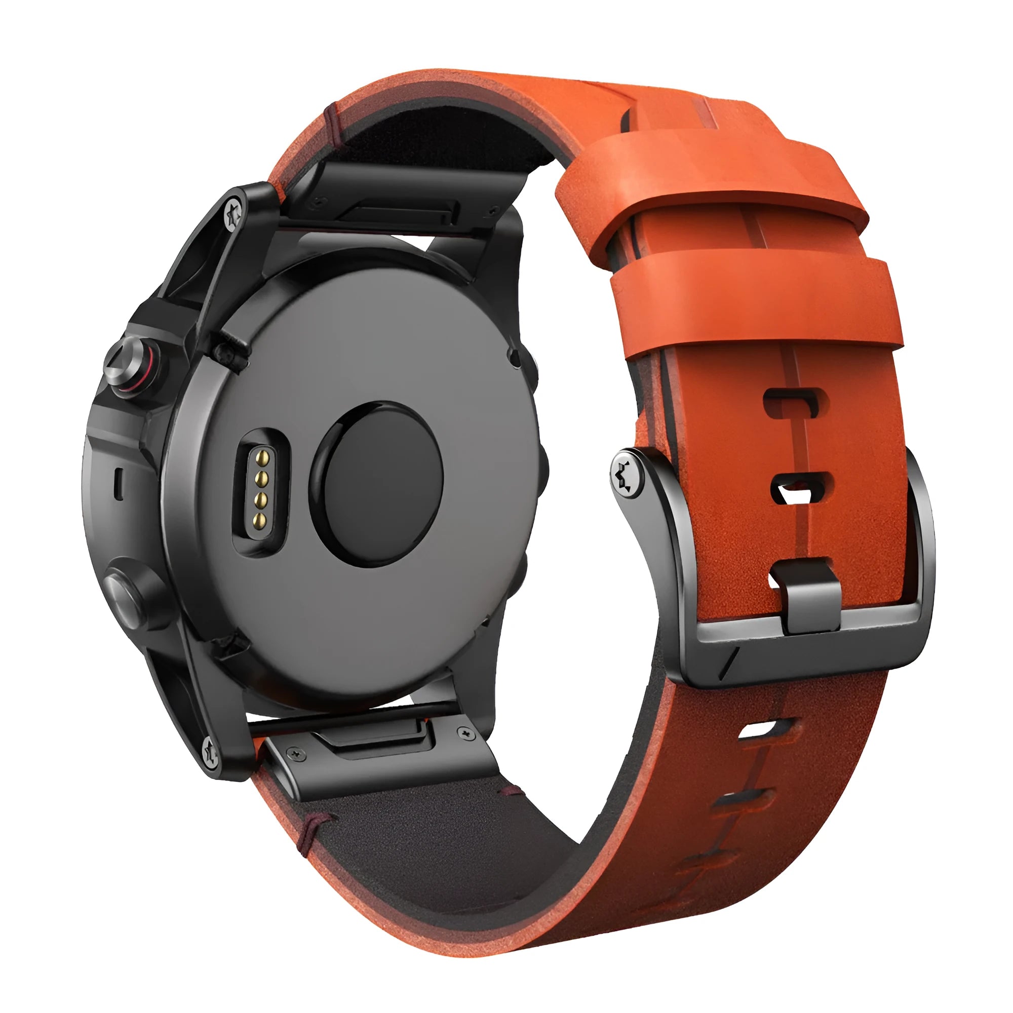 Quick release leather watch strap for Jiaming in black, 22mm width