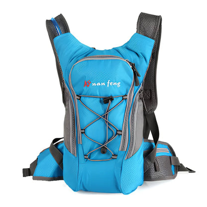 Black 10L polyester outdoor backpack 11x24x45cm for cycling hiking with 2-5L water bag space