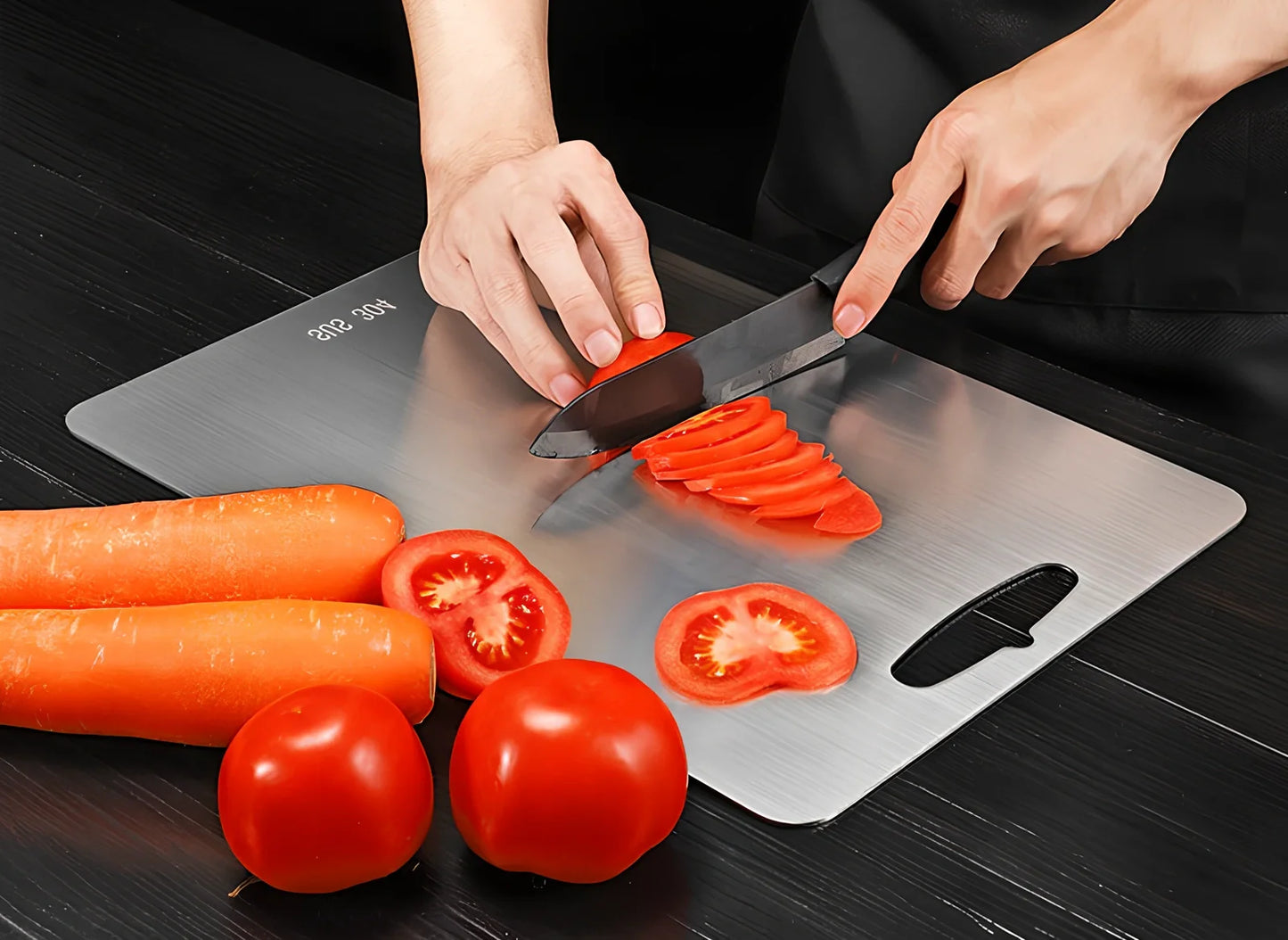 304 stainless steel cutting board, 30x46cm size with 2mm thickness, smooth hygienic surface for kitchen use