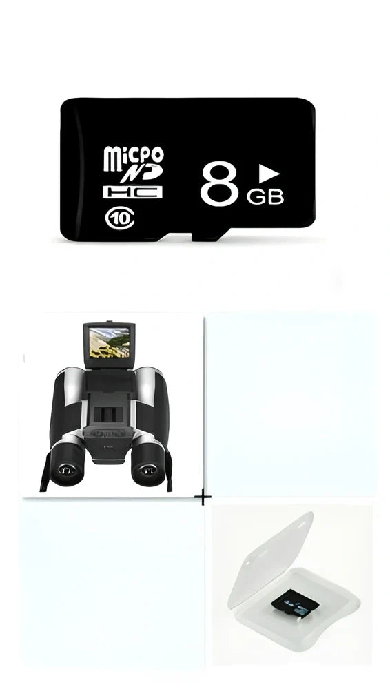 12x32 digital camera binoculars with black nylon housing and 2.5-inch LCD display