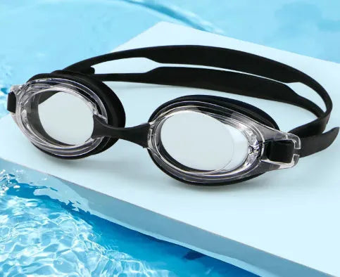 Prescription swimming goggles with adjustable headband and protective case for myopia correction 200-600 degrees