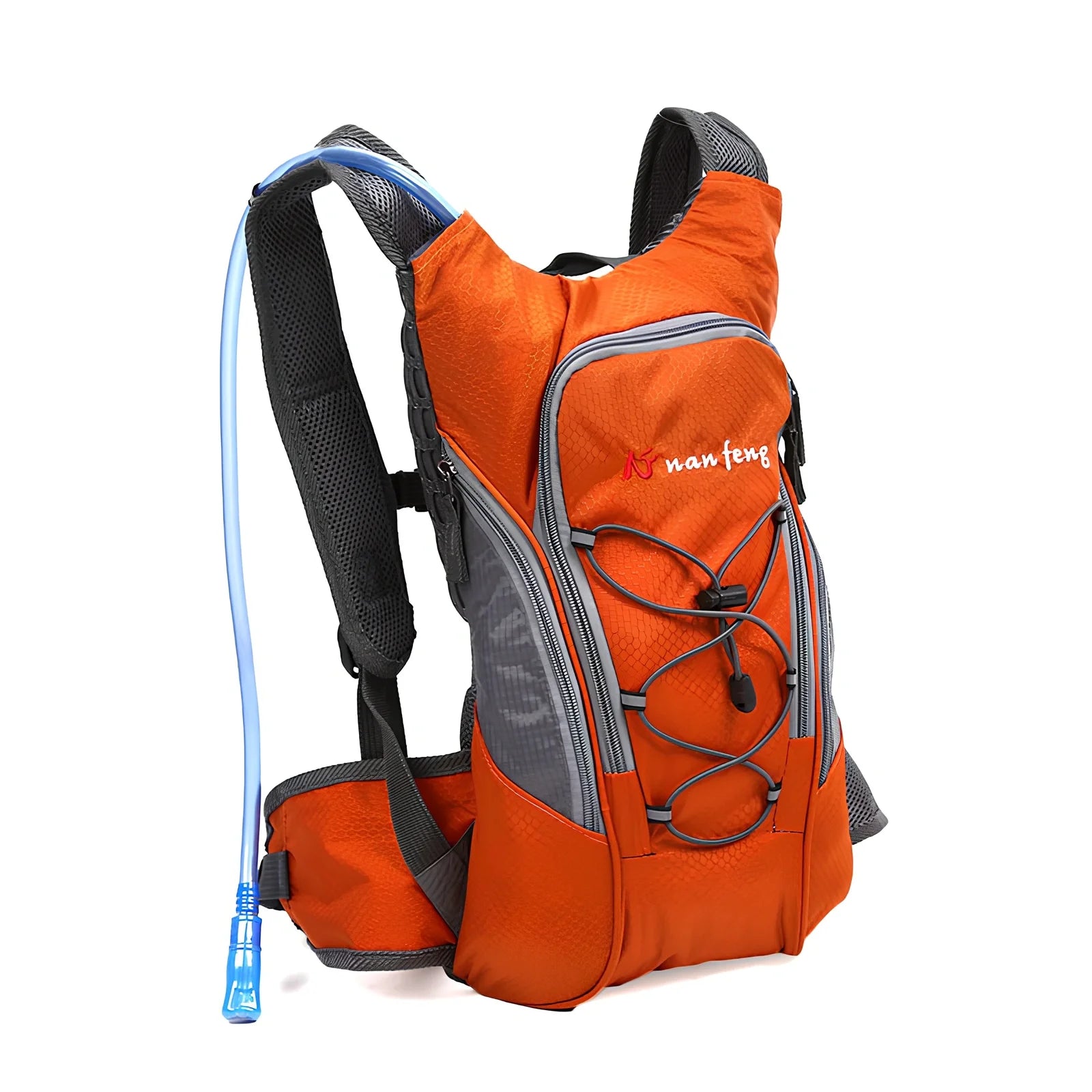 Black 10L polyester outdoor backpack 11x24x45cm for cycling hiking with 2-5L water bag space