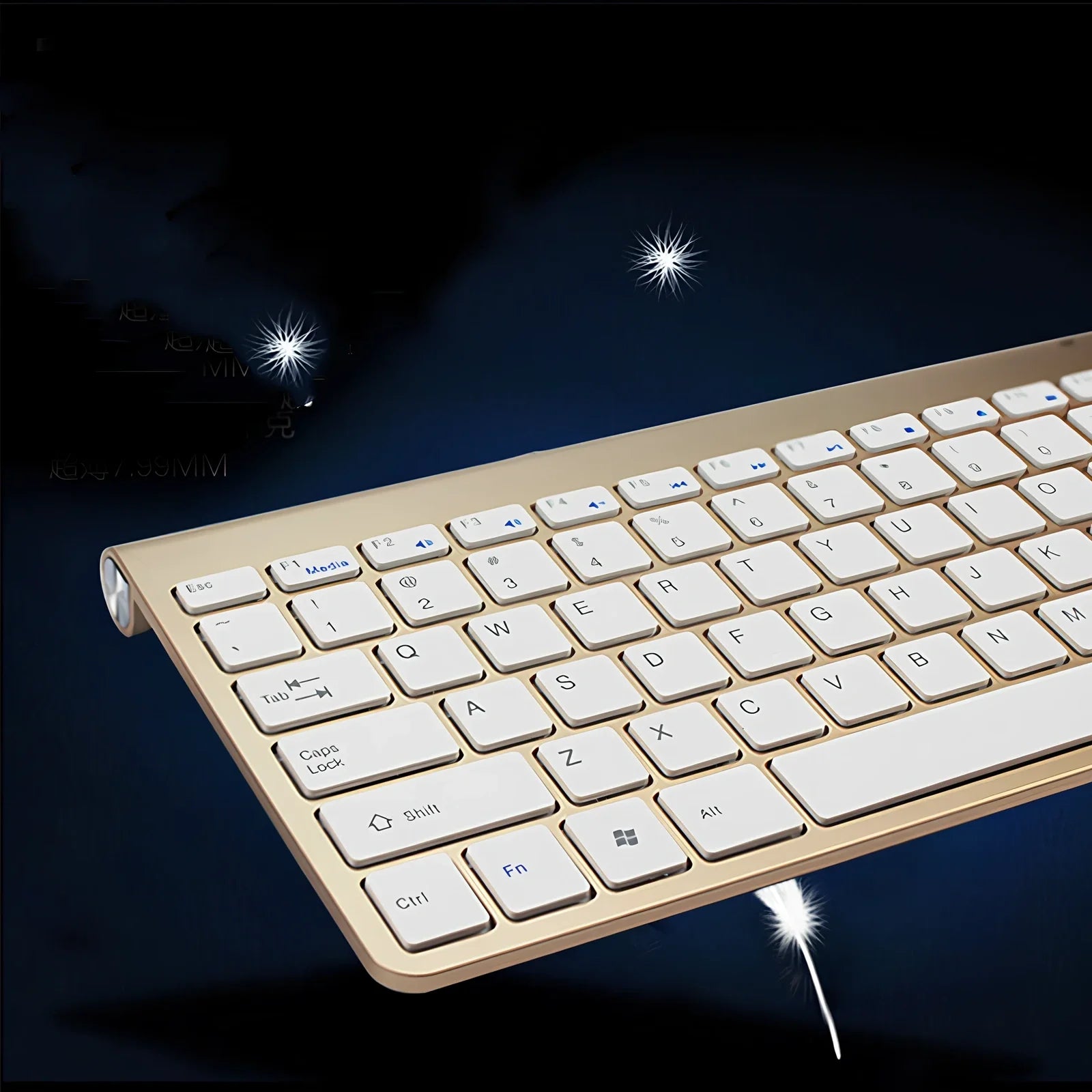 Wireless keyboard and mouse combo set in silver colour with USB receiver