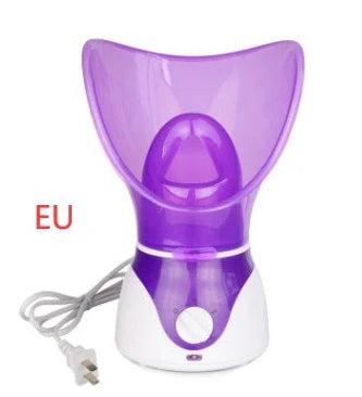 Purple AIDU ion hot spray steamer with mask, nasal mask, and measuring cup for home facial hydration