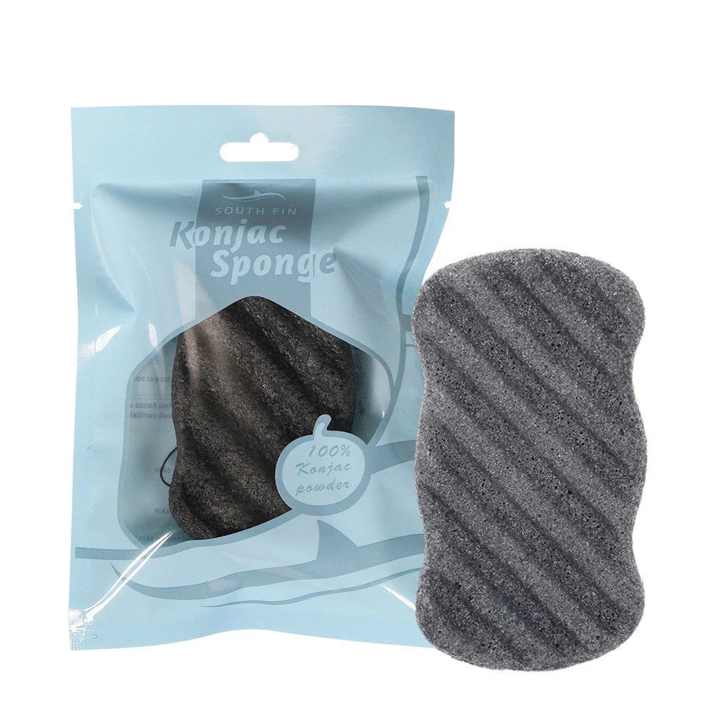 Natural konjac shower gel sponge for sensitive skin, available in multiple colours