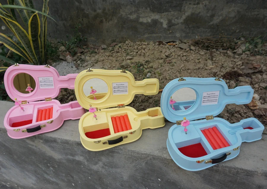 Wooden rotating ballet music box with modern art design