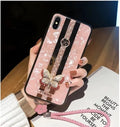 Acrylic iPhone case with butterfly diamond design and mirror in purple colour.