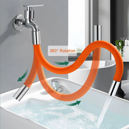 Adjustable 360-degree rotational faucet extender in various colors and sizes for easy bathroom cleaning and organization