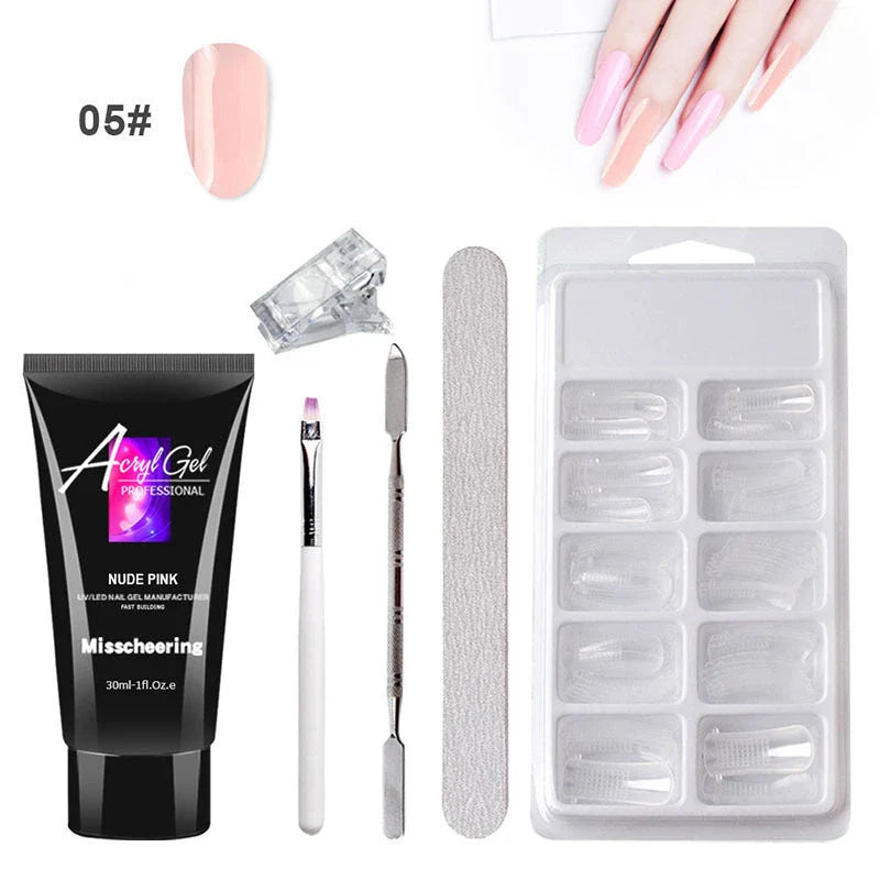 Painless Extension Gel Nail Art Set with UV/LED lamp and leather case