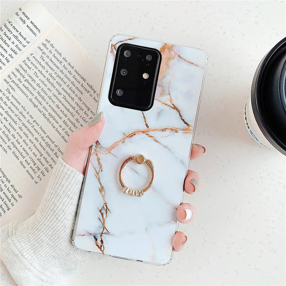 Samsung marble TPU phone case in white gold style for Galaxy S10