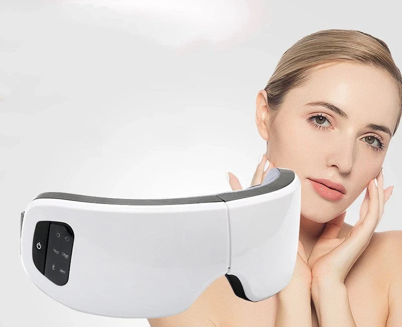 Bluetooth Music Smart Eye Protector with Hot Pack and Vibration Massage in white, pink, and black