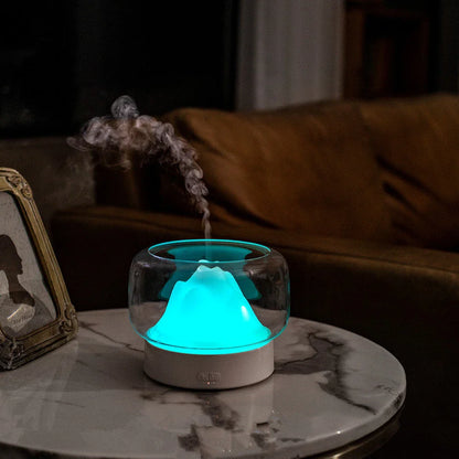 Soothing Ambient Light Aromatherapy Diffuser with Mountain Landscape Display and Warm LED Lighting