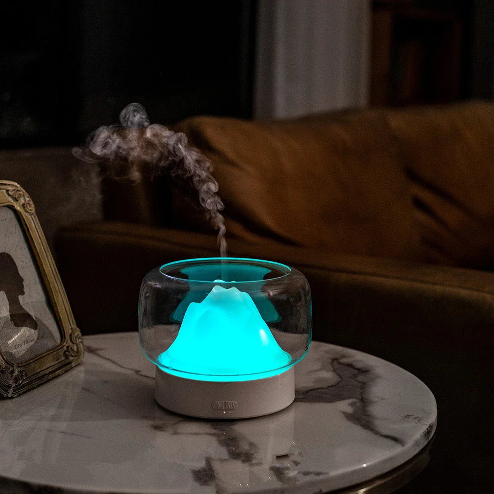 Night Light Essential Oil Humidifier Diffuser with nature mountain view and rainbow projection