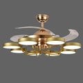 42-inch overhead fan lamp with LED three colour dimmable light, iron art and PC construction, white finish