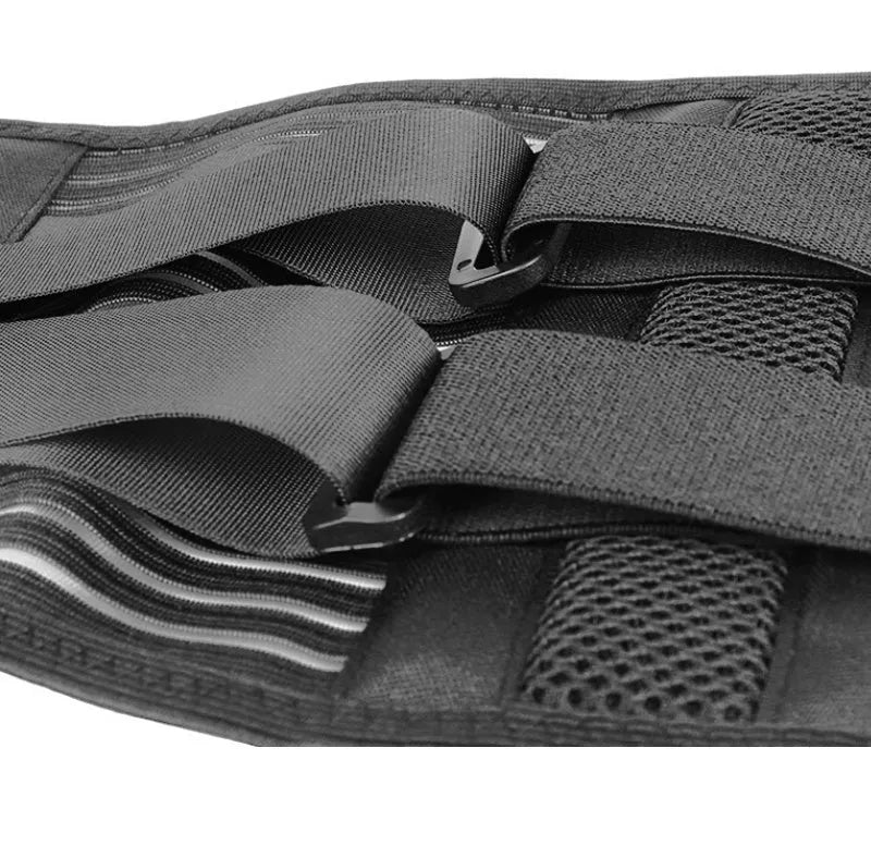 Black neoprene and polyester fibre sports waist belt for men and women with adjustable fit for running and gym use