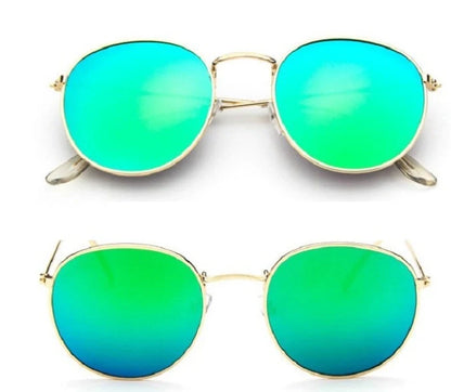 Women's retro sunglasses with metal frame and round design in various colours