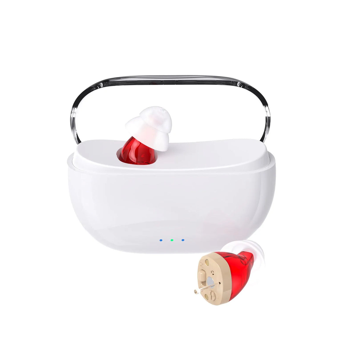 Digital hearing aid for elderly invisible noise reduction Type-C rechargeable red colour single machine
