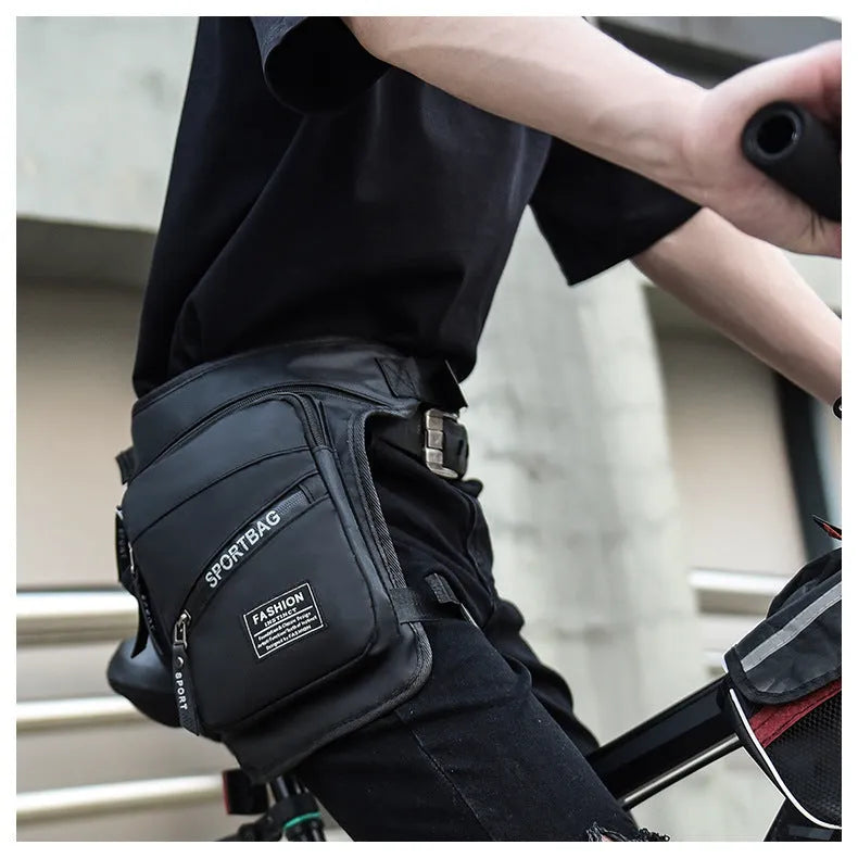 Men's waterproof nylon crossbody leg bag for cycling and outdoor sports in multiple colour options