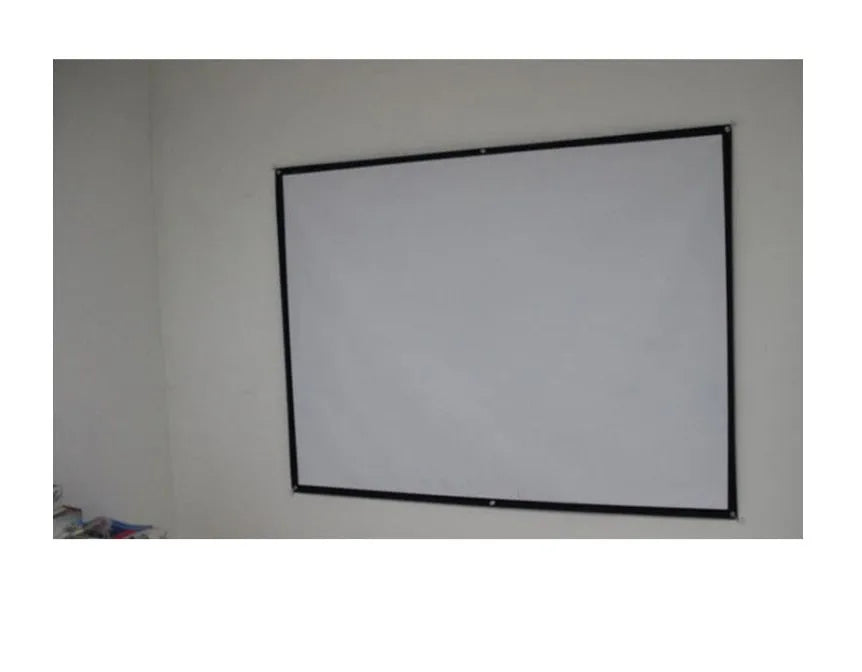 White plastic projector curtain screen, 100-inch 16:9, 2.21x1.25m, simple hanging design