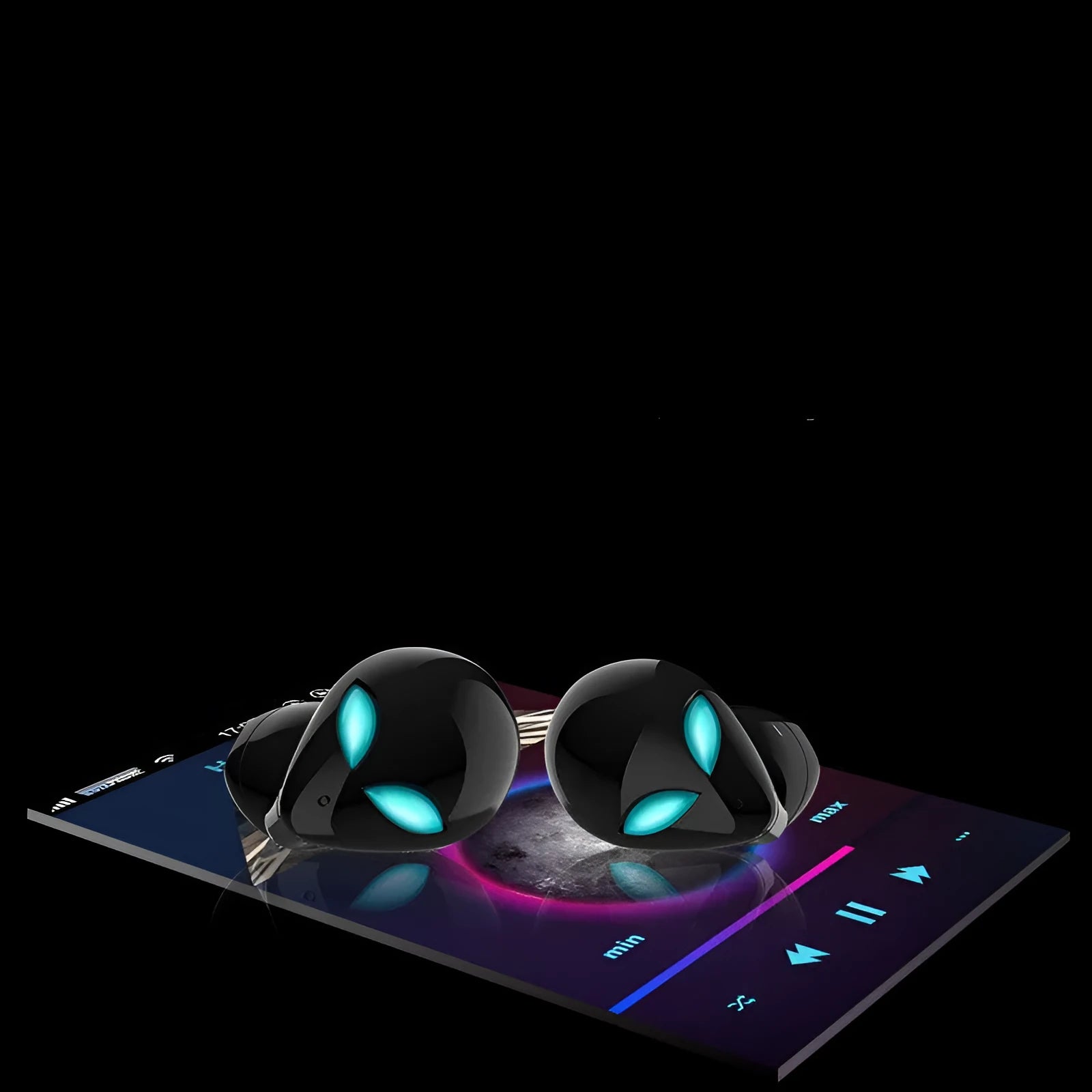 Creative Outer T8 Starman Bluetooth Headset with alien design and wireless charging case