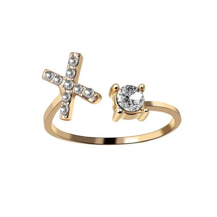 Elegant 26-letter adjustable initial ring in gold, silver, and rose gold finishes