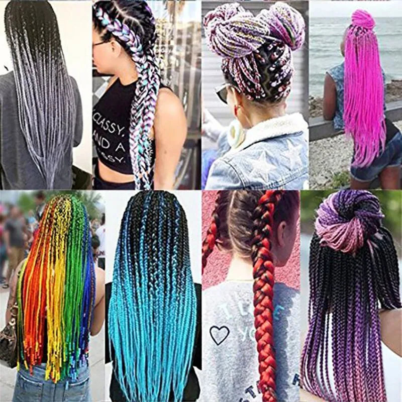 24-inch ombre synthetic braiding hair extensions in pre-stretched Yaki texture, 100g pack for long braids