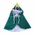 Green and red polar fleece pet Christmas cloak cape for cats, available in sizes S M and L