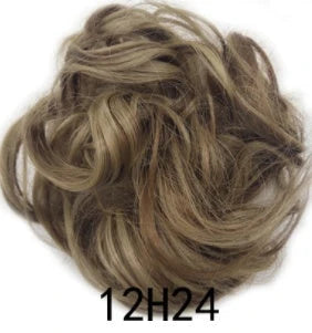 Synthetic wavy curly messy hair bun for women, 12cm diameter, high-temperature wire
