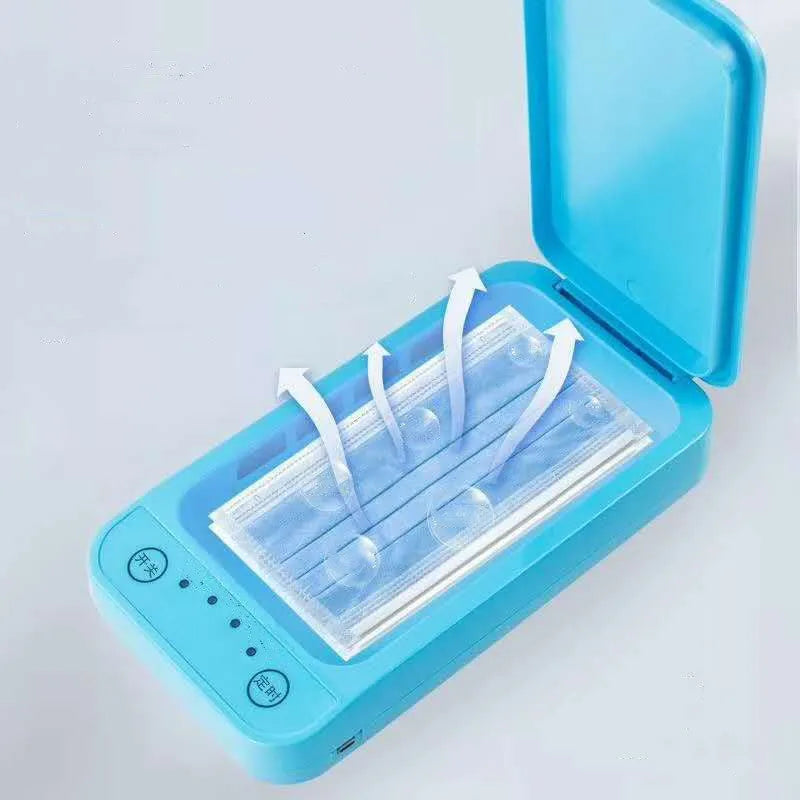 White multifunctional wireless phone charger with UV sterilisation and remote control