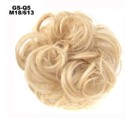 Synthetic wavy curly messy hair bun for women, 12cm diameter, high-temperature wire