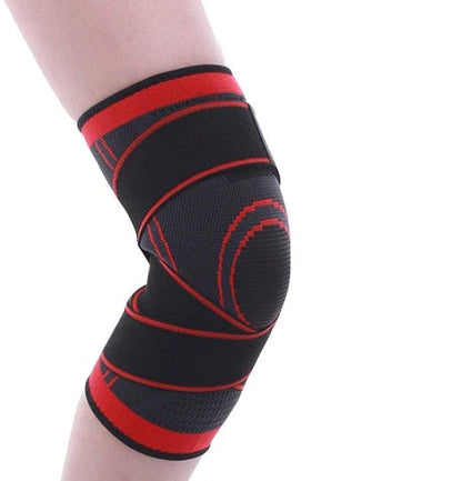 3D Sports Knee Pad in black, red, orange, and green with double beams for meniscus protection