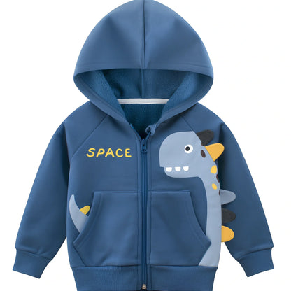 Children's army blue fleece jacket with full-length zipper in six sizes from 90cm to 140cm