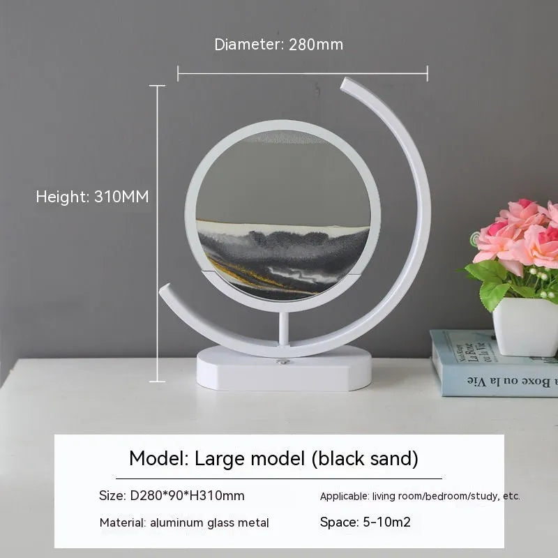 3D quicksand painting LED lamp with touch switch, aluminium glass frame, 250mm x 240mm, white and purple colour option
