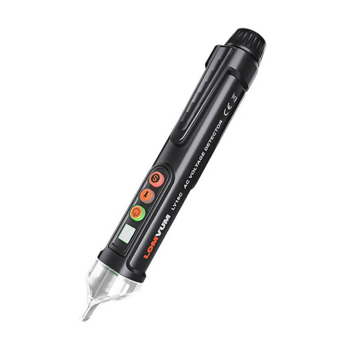 Black intelligent test pencil with sensor tip for voltage detection and automatic shut-off feature