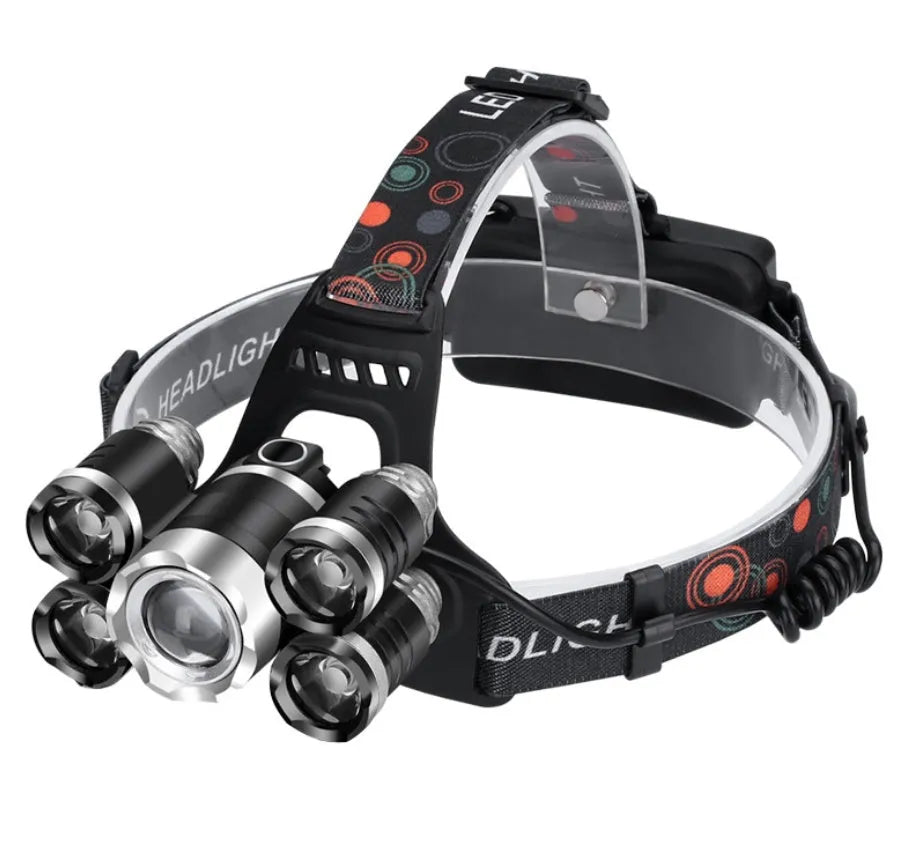 High-power five-head aircraft light with aluminium alloy housing, gold finish, five LED lamps