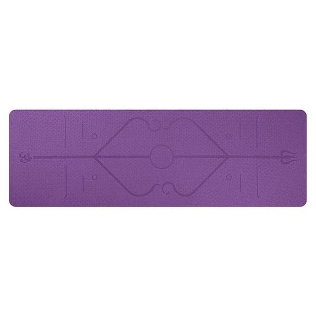 Non-slip TPE yoga mat with position lines for beginners, eco-friendly and durable