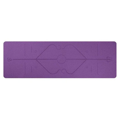 Non-slip TPE yoga mat with position lines for beginners, eco-friendly and durable
