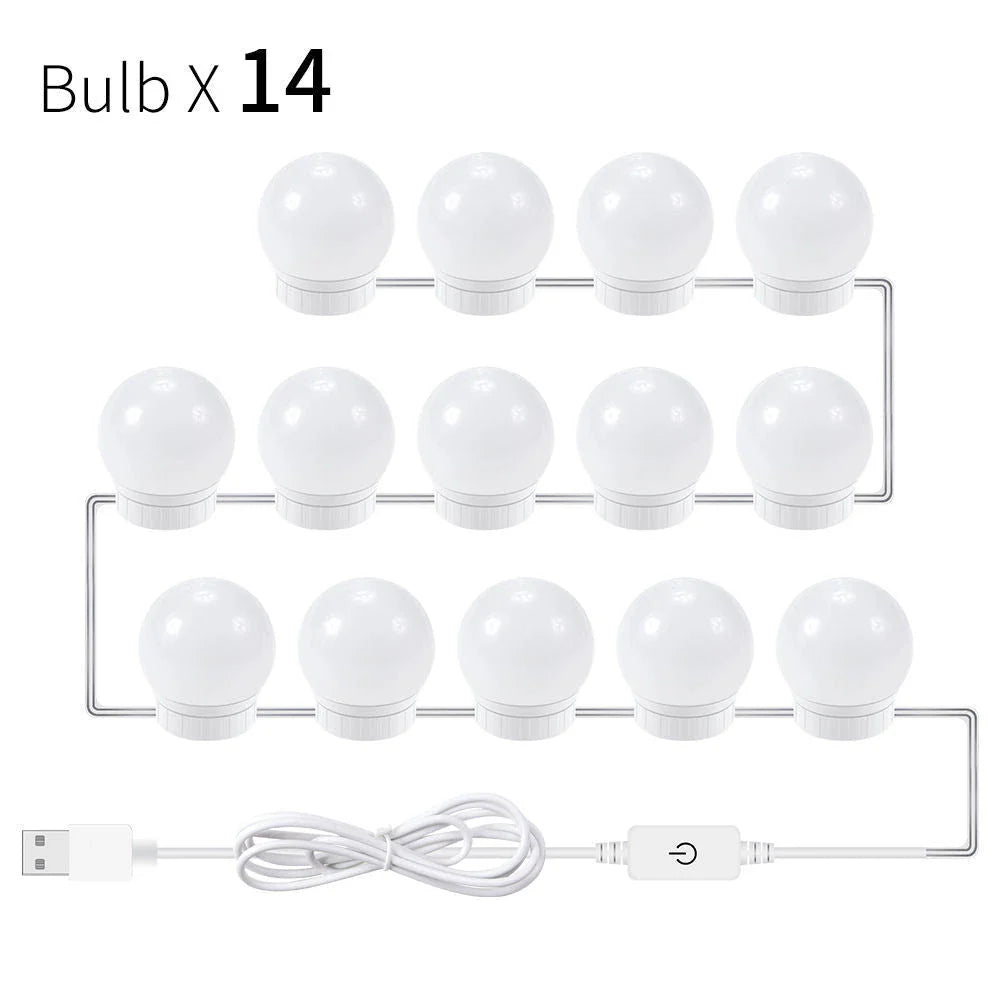 USB Touch Switch LED Mirror Light Bulb with adjustable dimming and natural white light