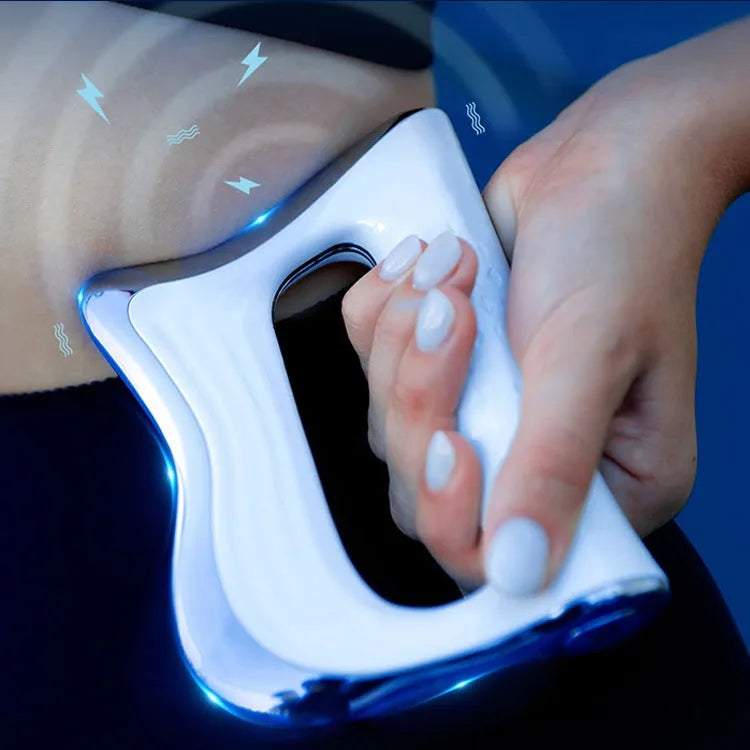 Natural resin rectangle muscle massager for scraping and myofascial release on white background