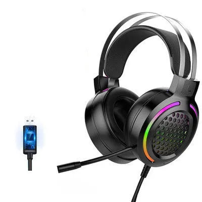 H500 Holloway gaming headset in blue with RGB lighting on the ear cups