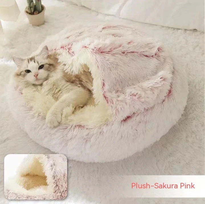 Warm plush pet bed for cats and dogs in various colours and sizes