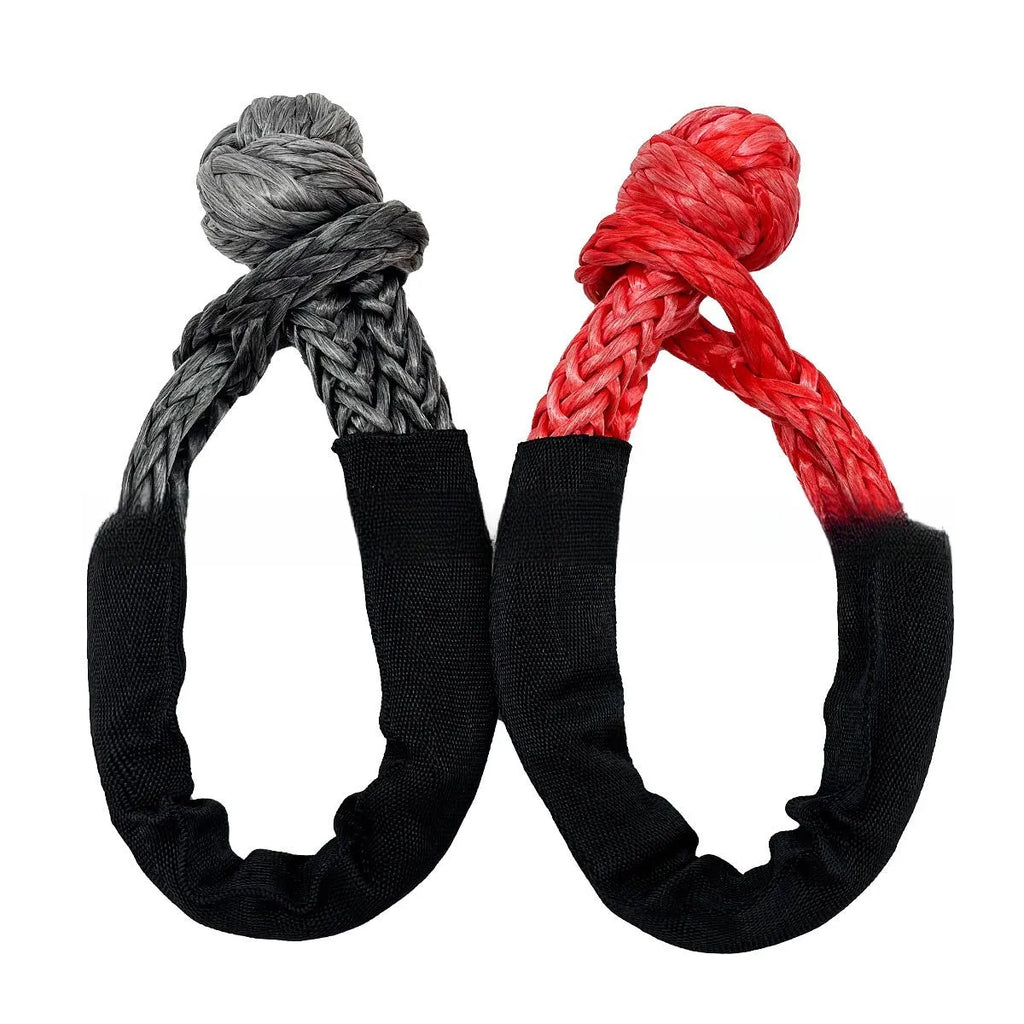 Polymer soft shackle trailer rope with 12mm diameter shown in various colour options