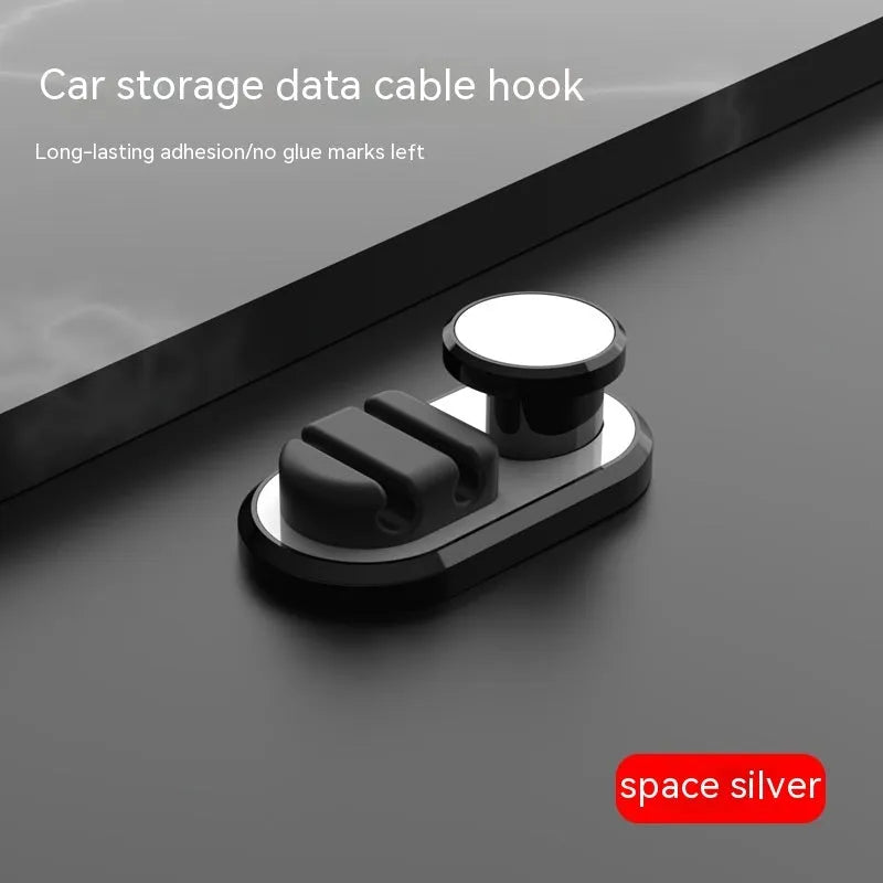 ABS silicone car and indoor cable storage hook in dark green measuring 52mm x 27mm