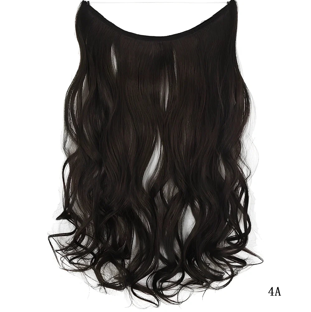 22 inch invisible wire silky straight synthetic hair extensions, 55cm length 80g weight no clips