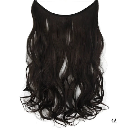 22 inch invisible wire silky straight synthetic hair extensions, 55cm length 80g weight no clips