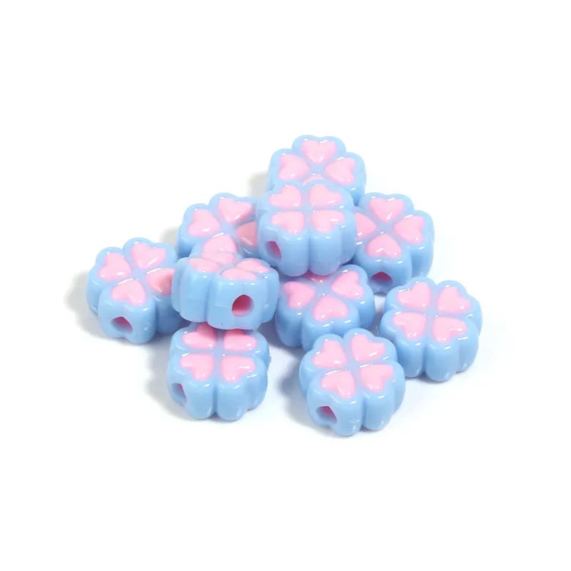 15mm frosted acrylic love clover beads in mixed colours for jewellery making
